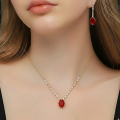 Red Oval Baguette Set