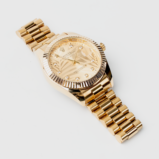 Rolex-style gold analog watch everyco