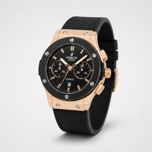 Rose-Gold Black Chronograph Watch