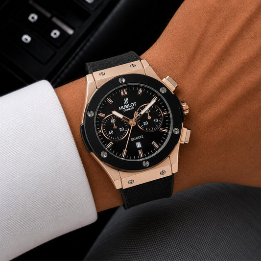 Rose-Gold Black Chronograph Watch