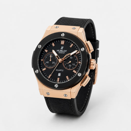 Rose-Gold Black Chronograph Watch