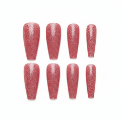 Rose Gold Glitter Coffin Press-On Nails