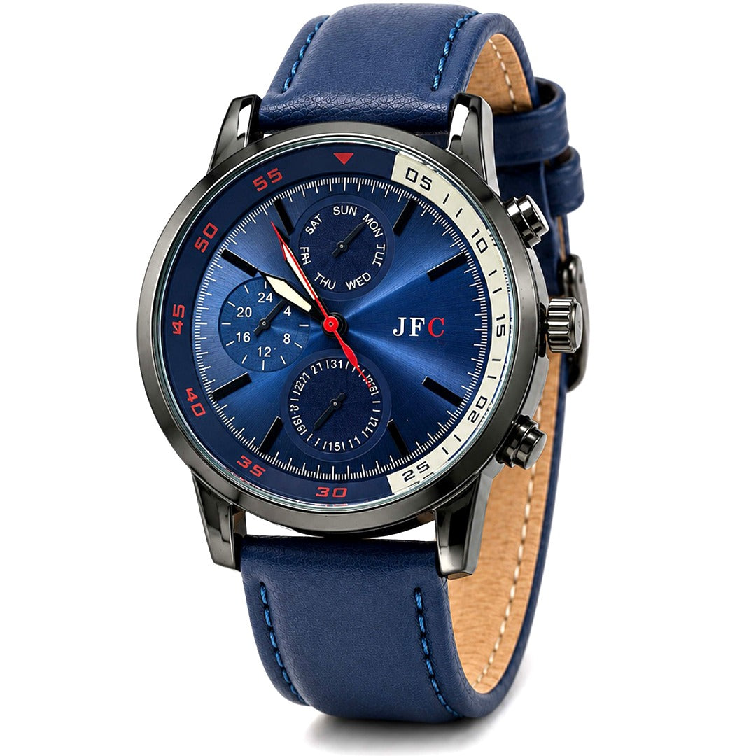 Royal Blue Leather Strap Watch