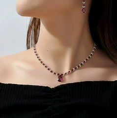 Ruby Teardrop Jewelry Set