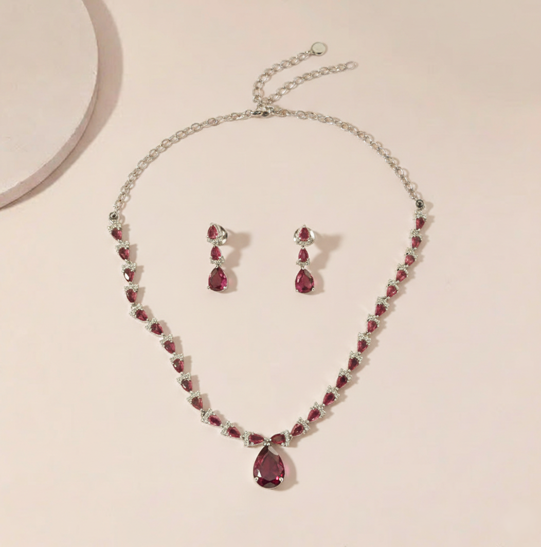 Ruby Teardrop Jewelry Set
