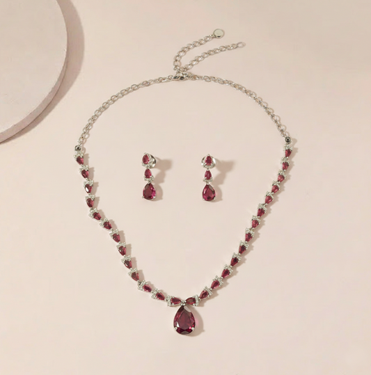 Ruby Teardrop Jewelry Set