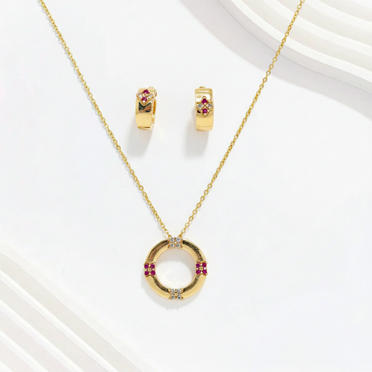 Ruby & Crystal Circle Set