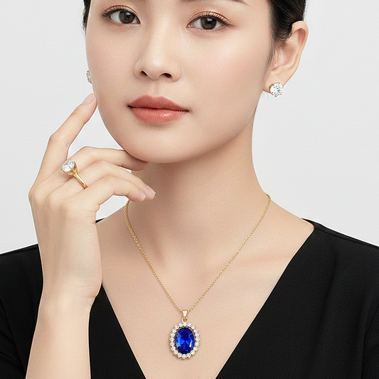 Sapphire & CZ Jewelry Set