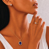 Sapphire & CZ Jewelry Set