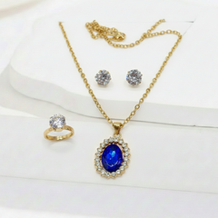 Sapphire & CZ Jewelry Set