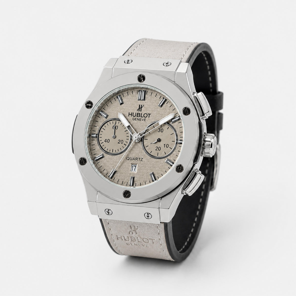 Silver-Tone Chronograph Watch  Description