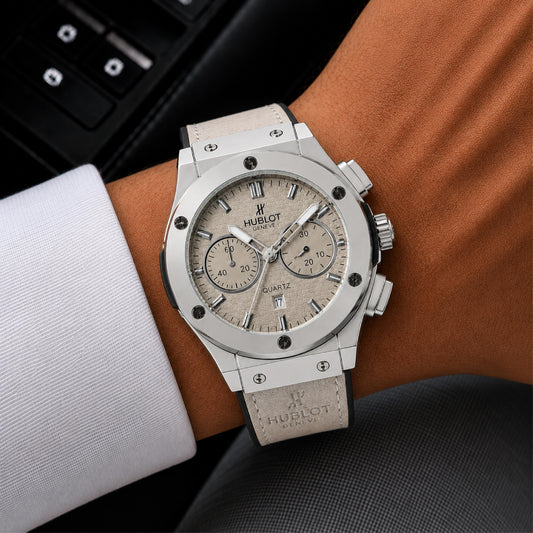 Silver-Tone Chronograph Watch  Description