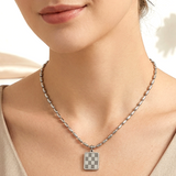 Silver Checkered Pendant