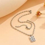 Silver Checkered Pendant