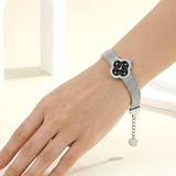 Silver Clover Mesh Watch