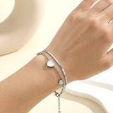 Silver Heart Layered Bracelet
