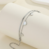 Silver Heart Layered Bracelet