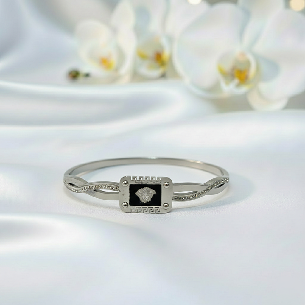 Silver Medallion Crystal Bracelet