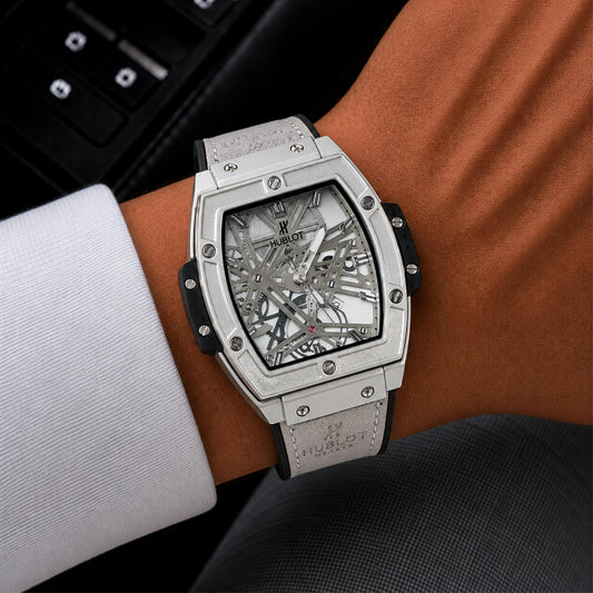 Silver Skeleton Dial Watch
