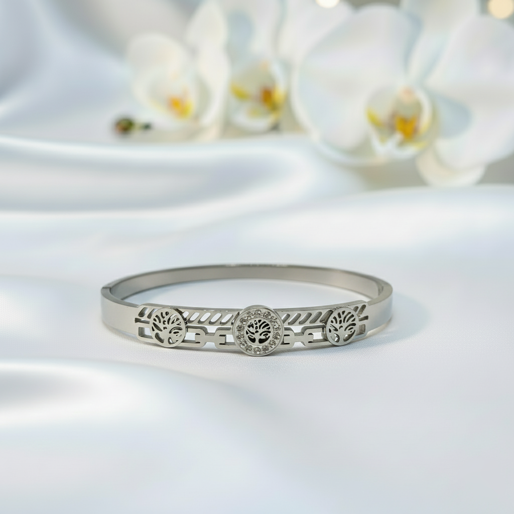 Silver Tree Crystal Bracelet