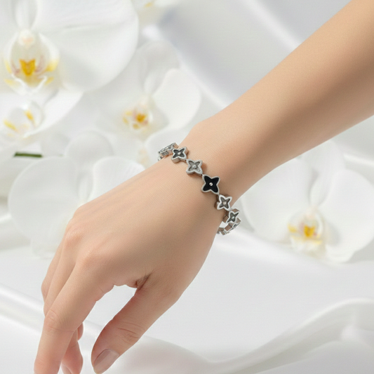 Silver Van Cleef Motif Bangle
