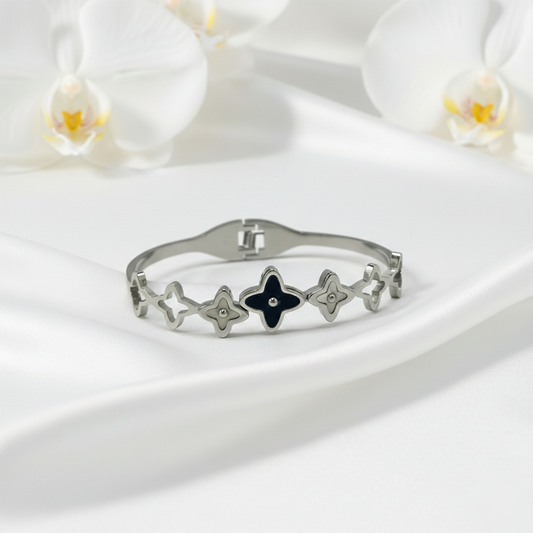 Silver Van Cleef Motif Bangle