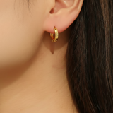 Star Etched Gold Hoops