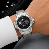 Steel-Tone Black Dial Watch