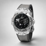 Steel-Tone Black Dial Watch