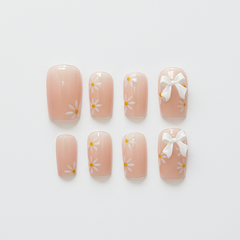 Sweet Daisy Bow Press-On Nails