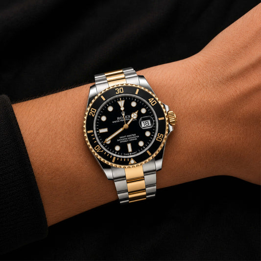 Two-Tone Black Dial Watch
