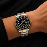 Two-Tone Black Dial Watch