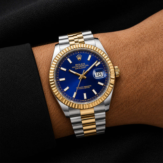 Two-Tone Blue Dial Watch