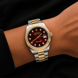 Two-Tone Crimson Dial Watch