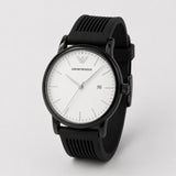 White Dial Black Strap Watch