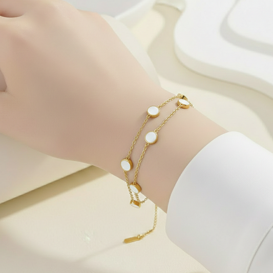 White Disc Layer Bracelet