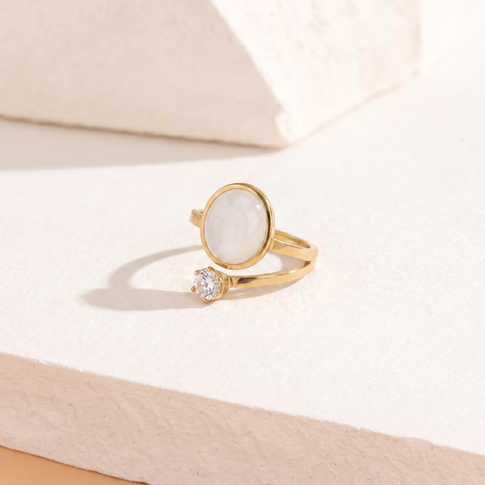 White Oval Bypass Ring