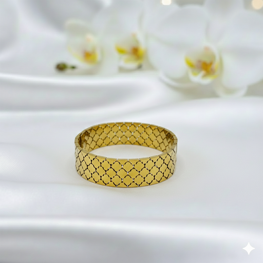 Wide Gold Pattern Bracelet