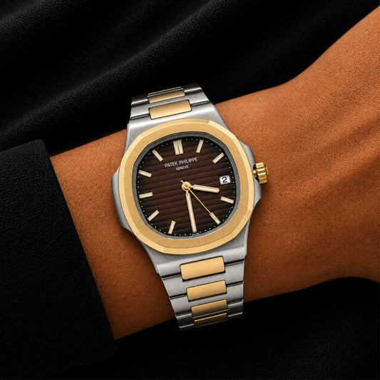 Two-Tone Burgundy Dial Watch