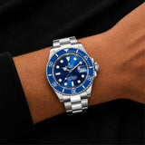 Blue Dial Metal Strap Watch