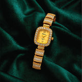 Eliyina Gold Crystal Square Watch - Gold Dial