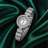 Eliyina Silver Crystal Round Watch - White Dial