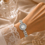 Eliyina Silver Crystal Round Watch - White Dial
